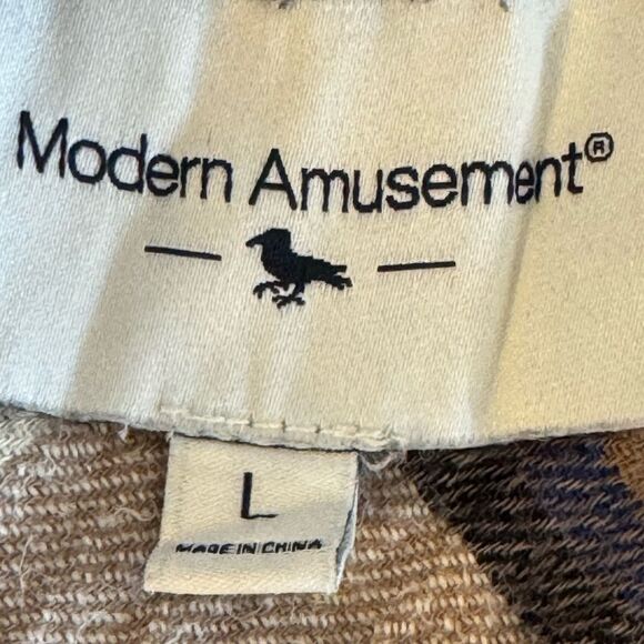 Modern Amusement shirt Womens Sz L Hoodie jacket flannel plaid button up Cotton - Picture 7 of 13
